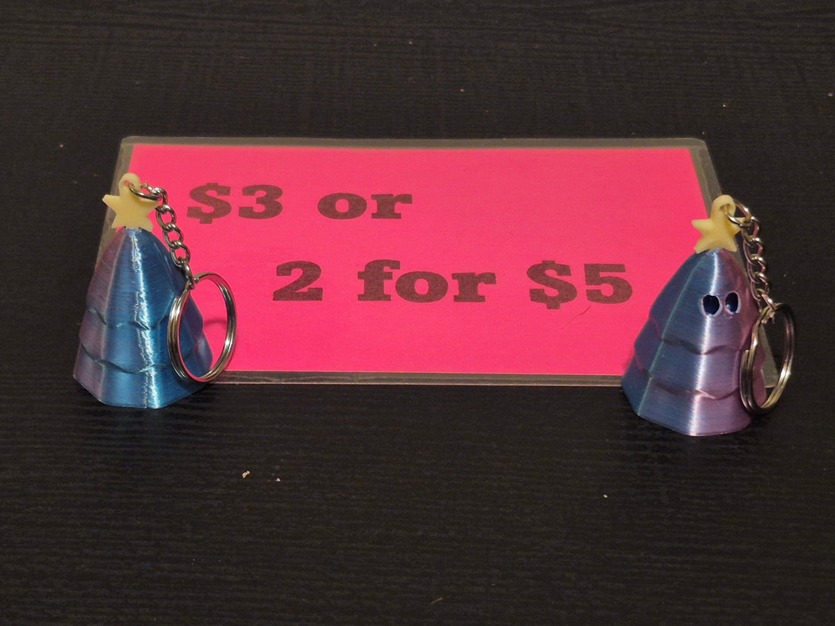Christmas tree keychain, 2 for $5 made from 3d printing